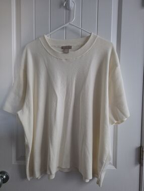 NWOT H&M Cream Ribbed-Neck Knit Top Plus Size XXL